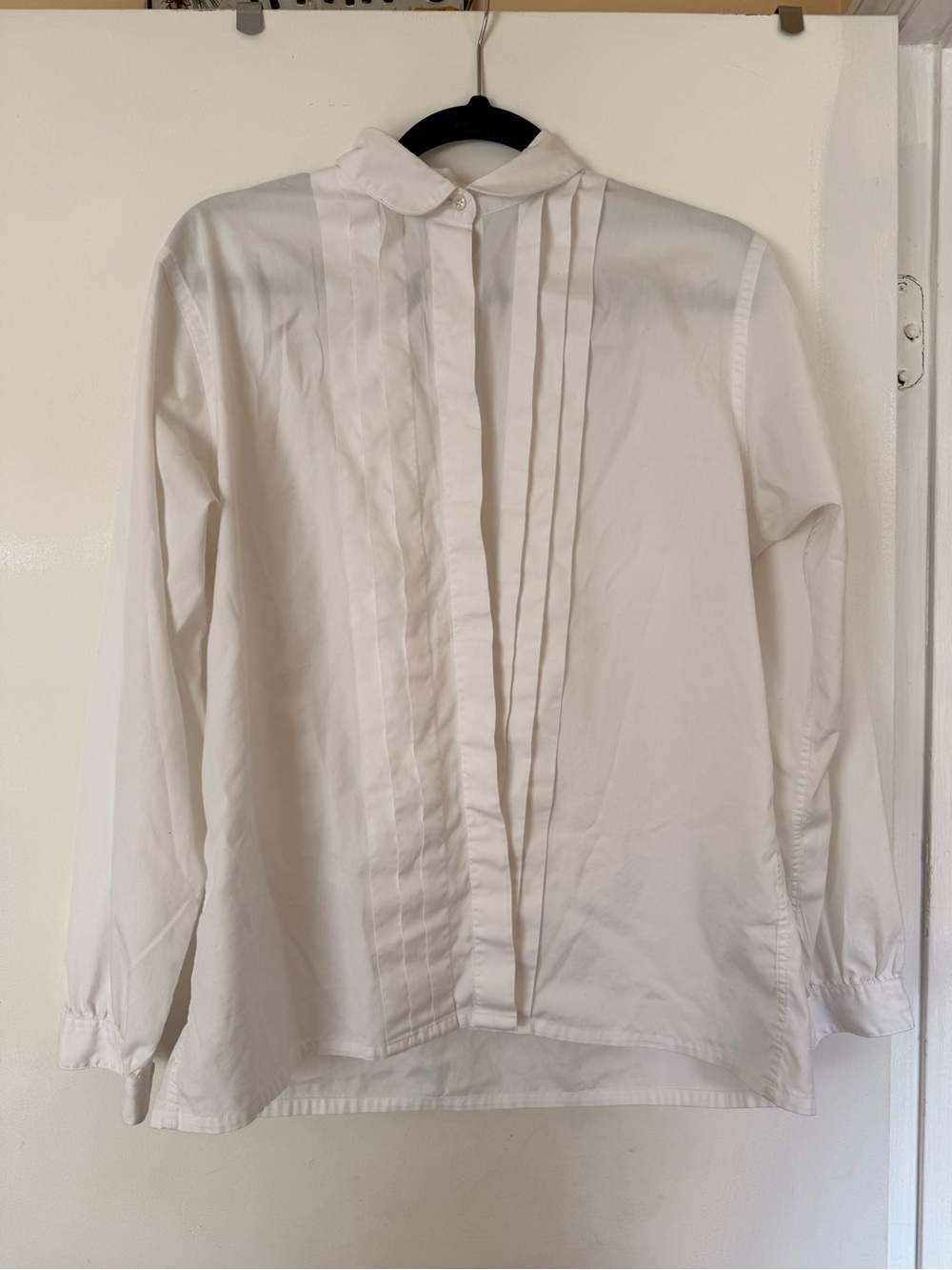 Lands' End White Pleated Front Dress Shirt